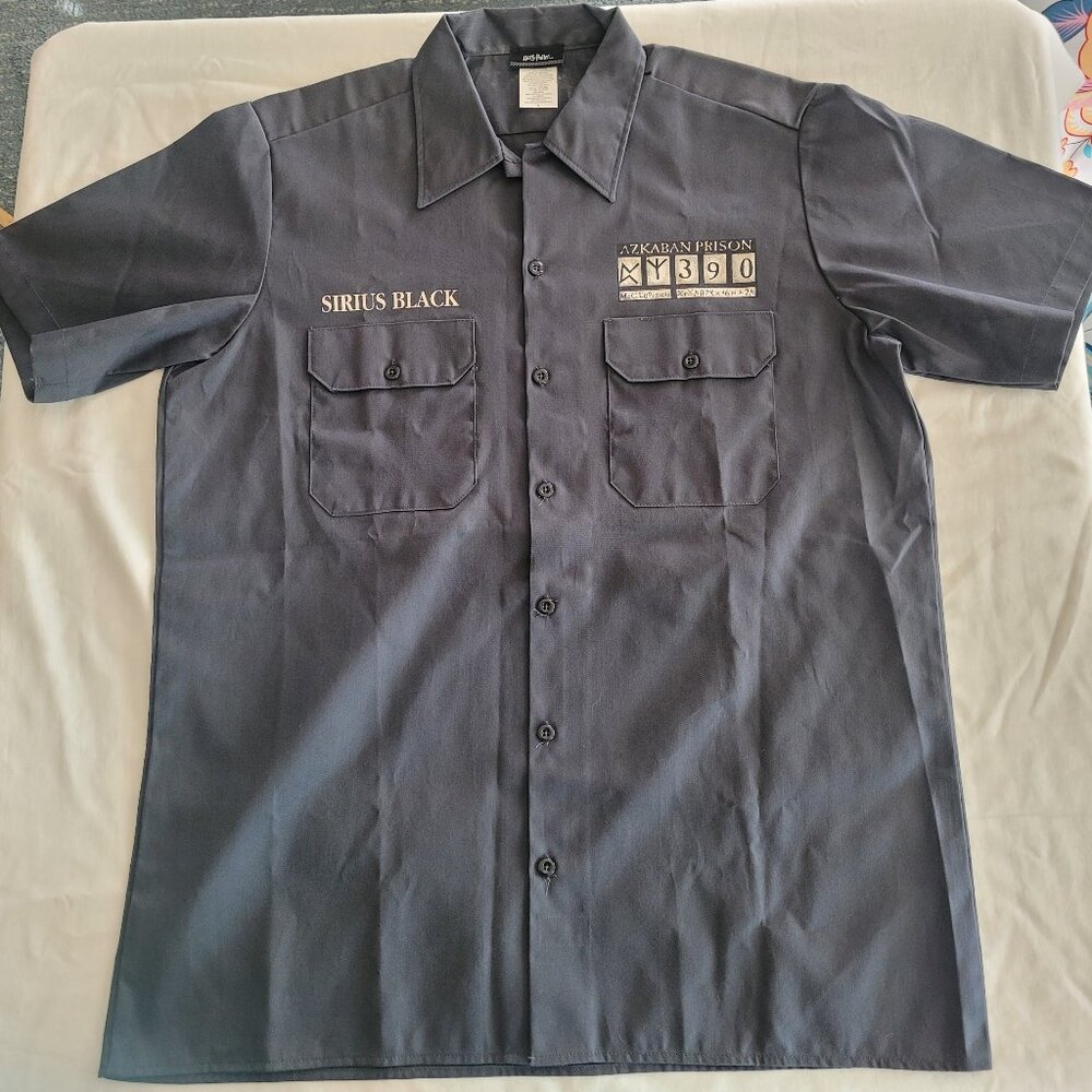 Harry Potter Sirius Black Azkaban Prison Shirt – Men's Large Cosplay Button-Up
